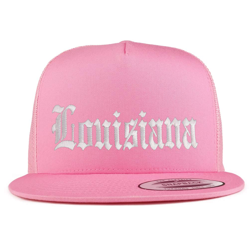 Trendy Apparel Shop Louisuana State Old English 5 Panel Flatbill Trucker Cap