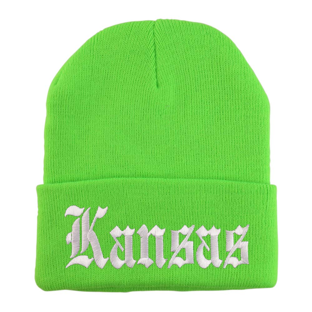 Trendy Apparel Shop Kansas State Old English Embroidered Long Cuff Beanie