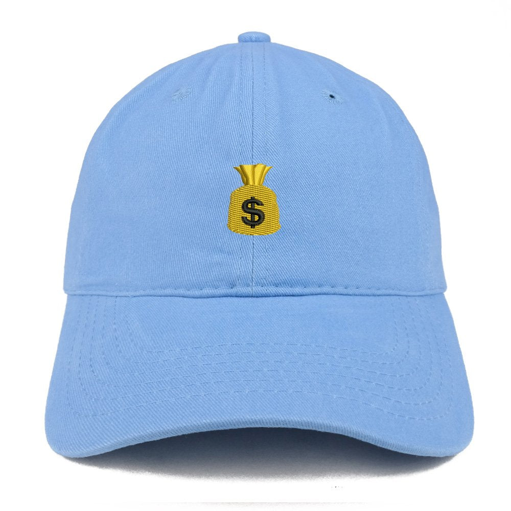 Trendy Apparel Shop Money Bag Emoticon Quality Embroidered Low Profile Brushed Cotton Dad Hat Cap - Carolina Blue