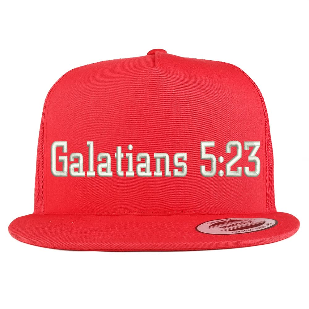 Trendy Apparel Shop Galatians 5:23 5 Panel Flatbill Trucker Cap