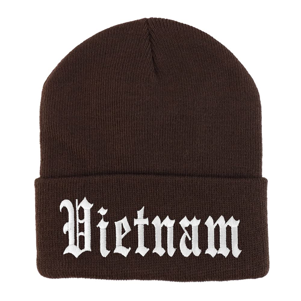 Trendy Apparel Shop Vietnam Old English Embroidered Long Cuff Beanie