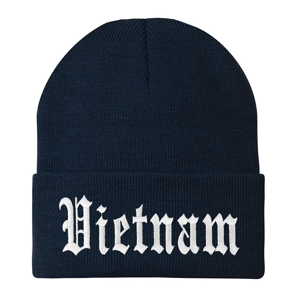 Trendy Apparel Shop Vietnam Old English Embroidered Long Cuff Beanie