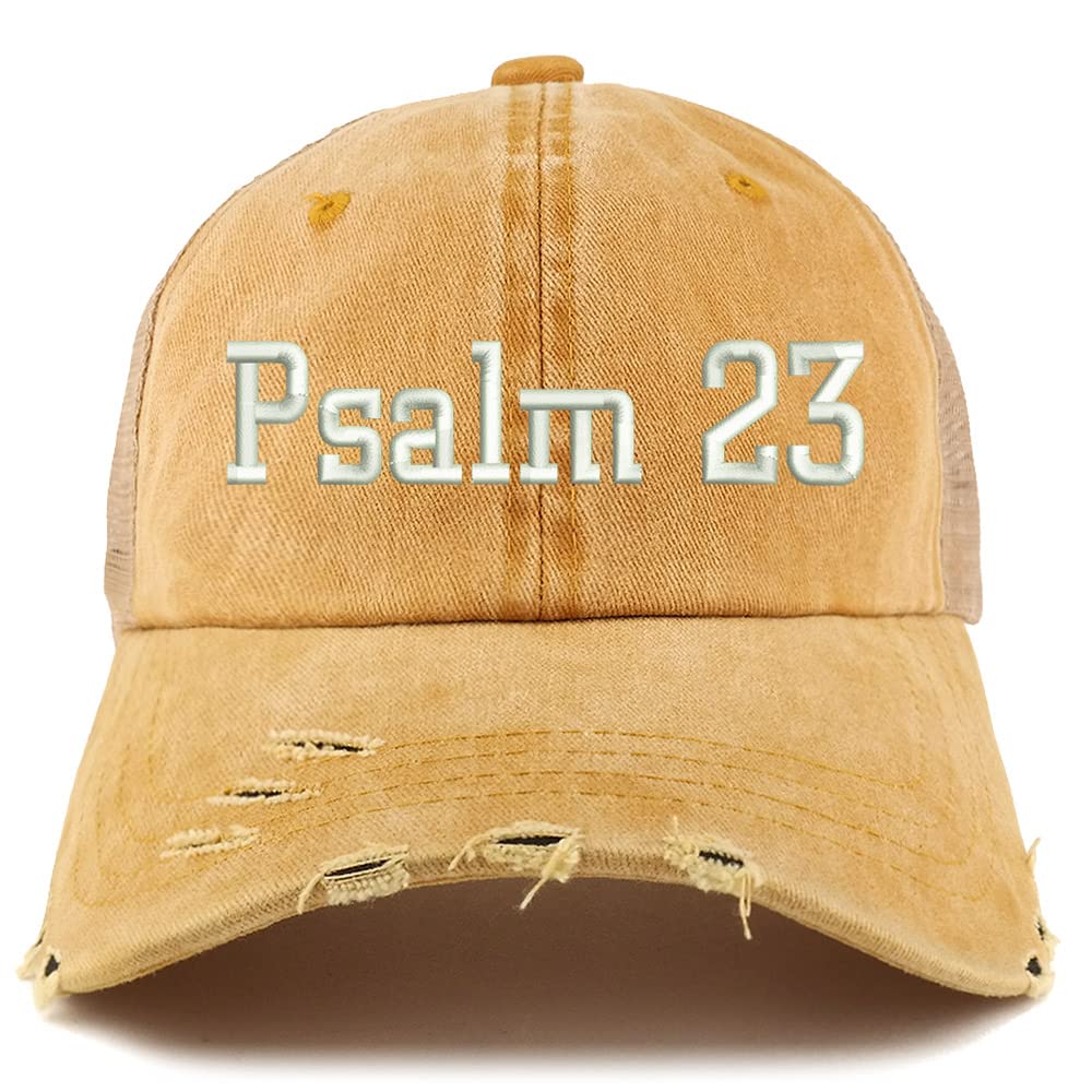 Trendy Apparel Shop Psalm 23 Frayed Bill Trucker Mesh Back Cap