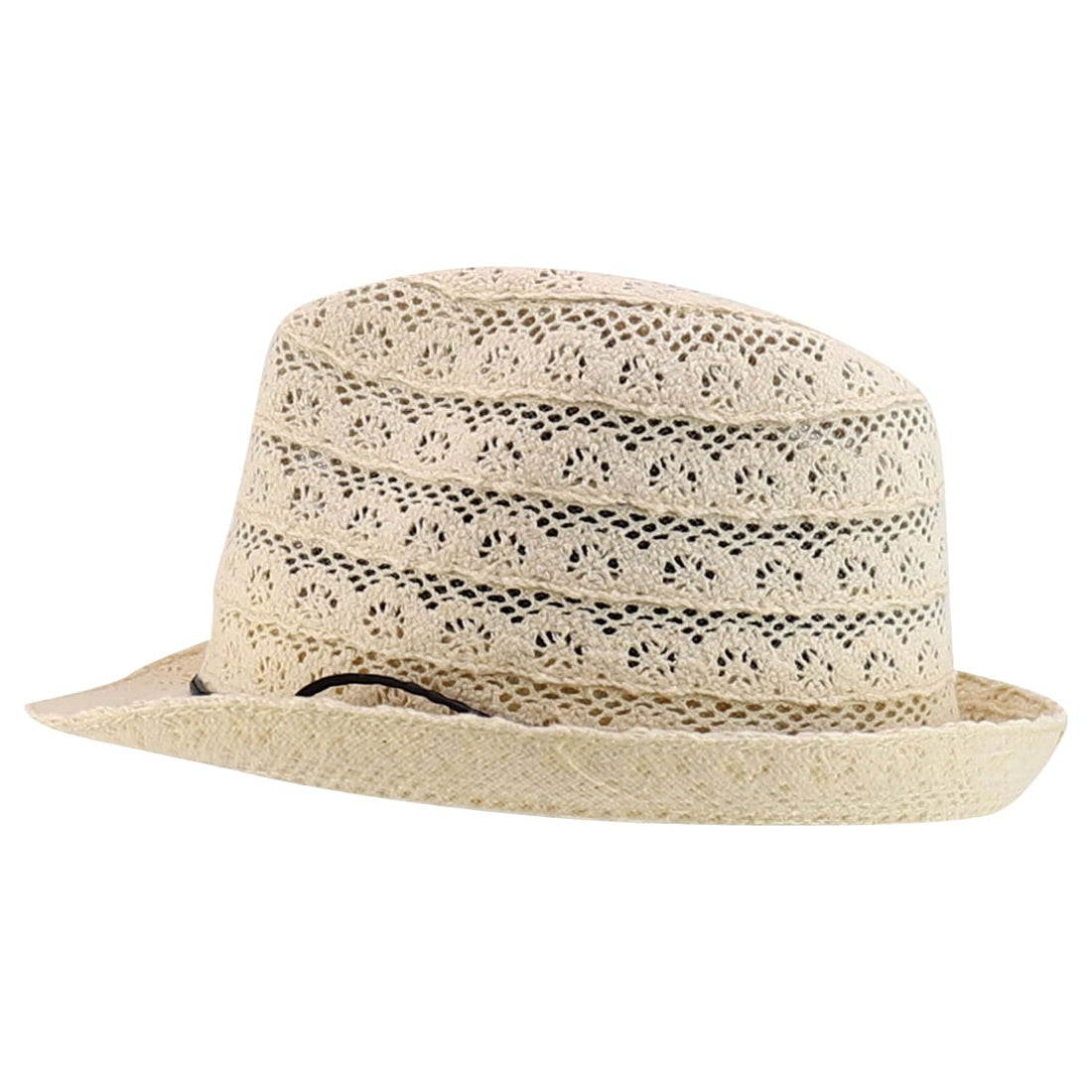 Trendy Apparel Shop Youth Size Girl's Cotton Lace Black Tie Fedora Hat