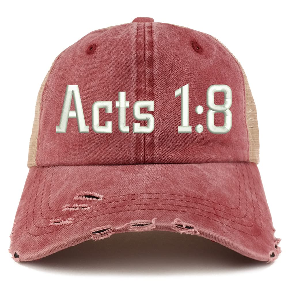 Trendy Apparel Shop Acts 1:8 Frayed Bill Trucker Mesh Back Cap