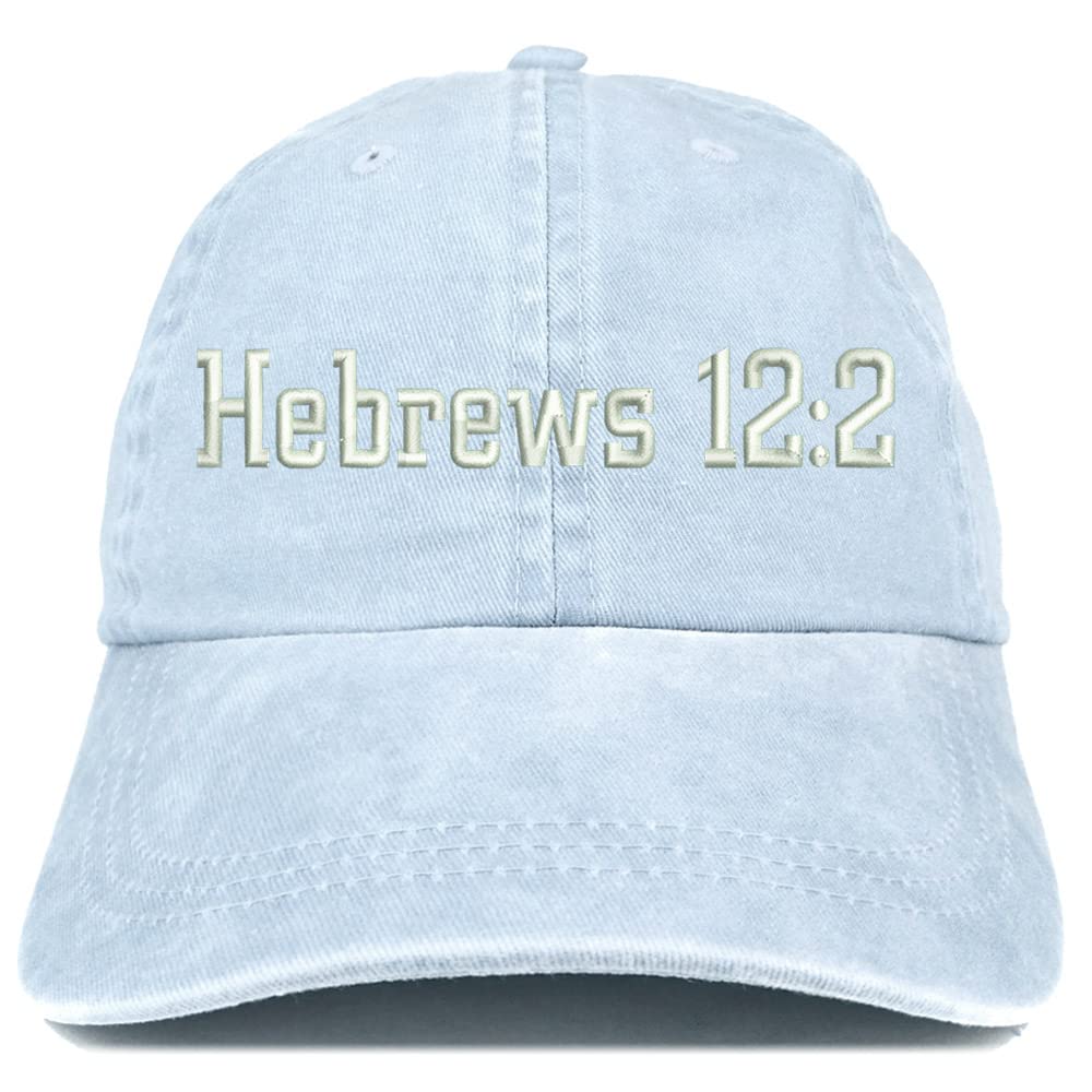 Trendy Apparel Shop Hebrews 12:2 Washed Pigment Dyed Baseball Cap