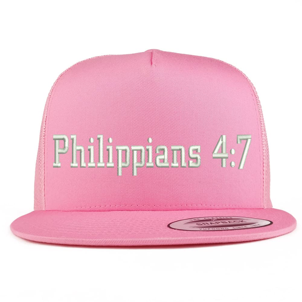 Trendy Apparel Shop Philippians 4:7 5 Panel Flatbill Trucker Cap
