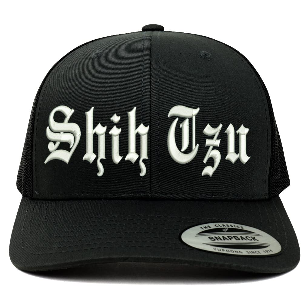 Trendy Apparel Shop Old English Shih Tzu 6 Panel Trucker Mesh Cap