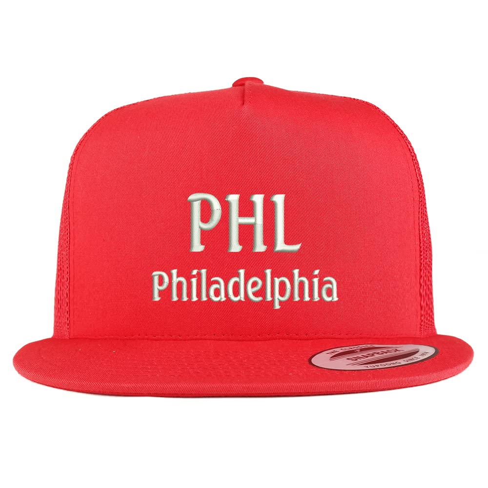 Trendy Apparel Shop PHL Philadelphia Embroidered 5 Panel Flatbill Trucker Cap