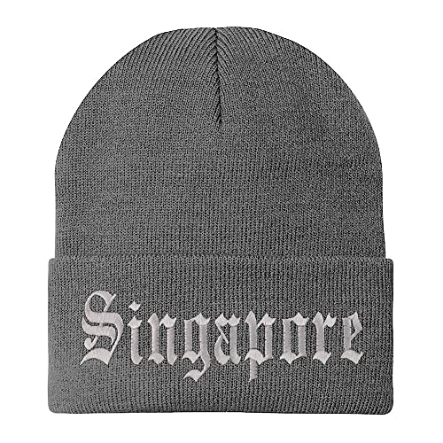 Trendy Apparel Shop Singapore Old English Embroidered Long Cuff Beanie