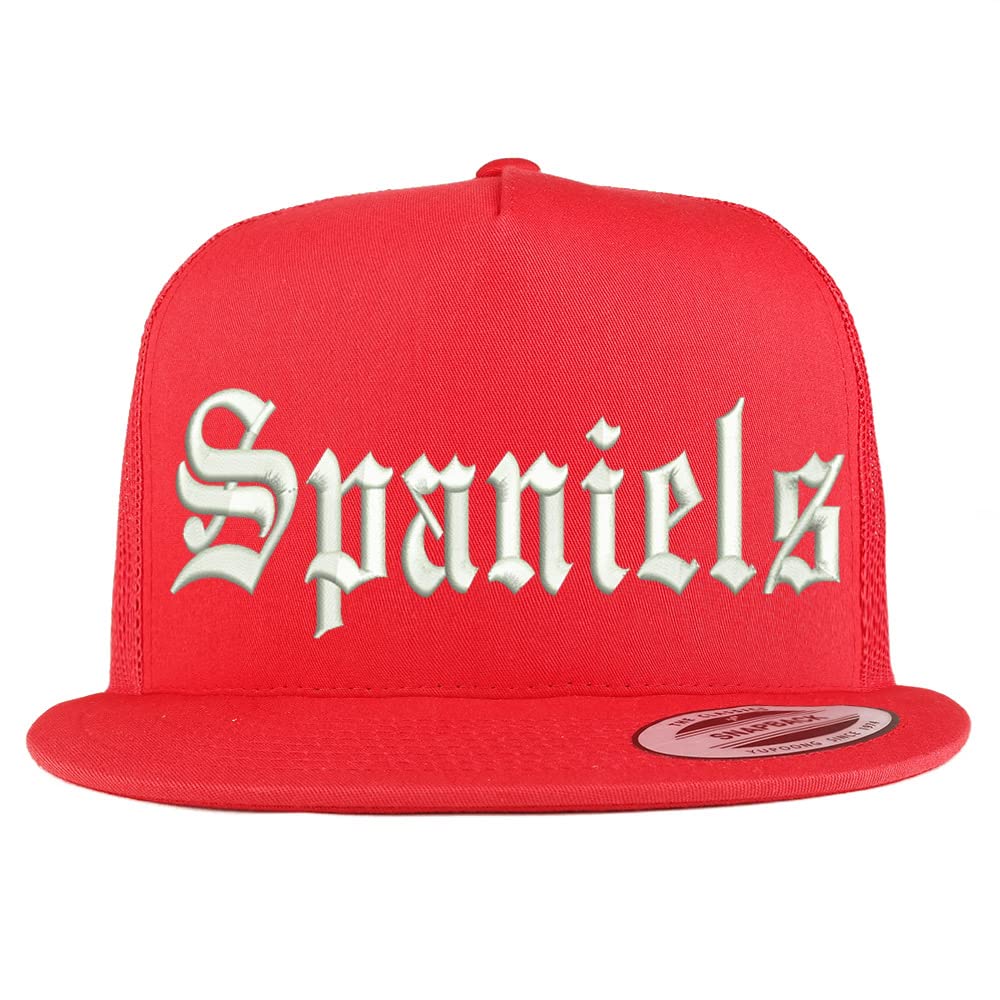 Trendy Apparel Shop Old English Spaniels 5 Panel Flatbill Trucker Cap