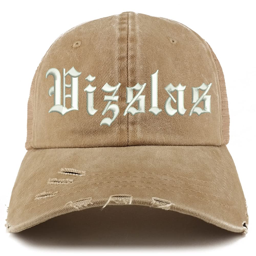 Trendy Apparel Shop Old English Vizslas Frayed Bill Trucker Mesh Back Cap
