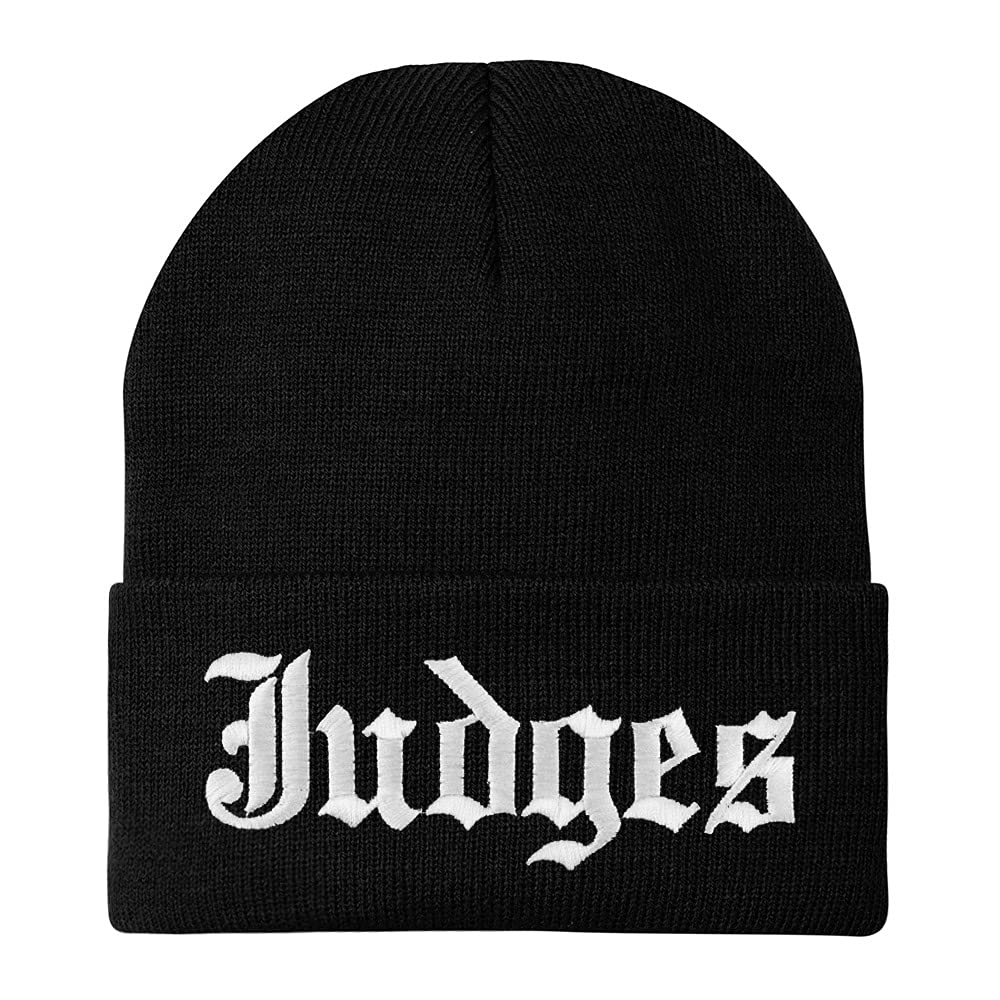 Trendy Apparel Shop Judges Old English Embroidered Long Cuff Beanie