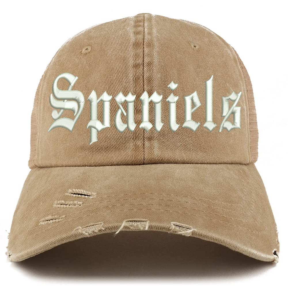Trendy Apparel Shop Old English Spaniels Frayed Bill Trucker Mesh Back Cap