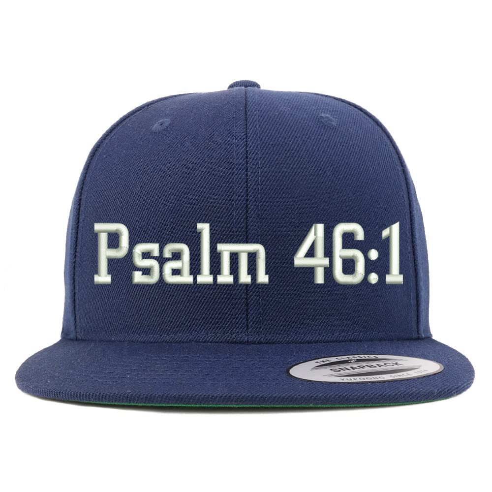 Trendy Apparel Shop Psalm 46:1 Embroidered Flatbill Snapback