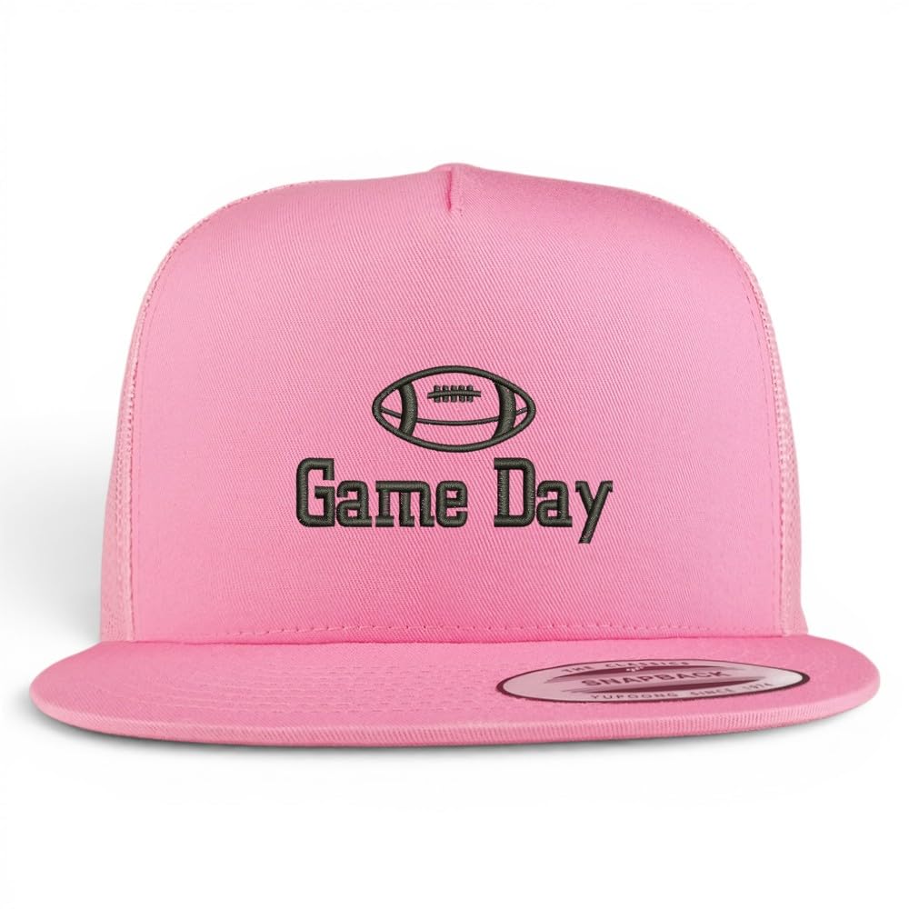 Trendy Apparel Shop Football Game Day Embroidered 5 Panel Flatbill Trucker Mesh Cap