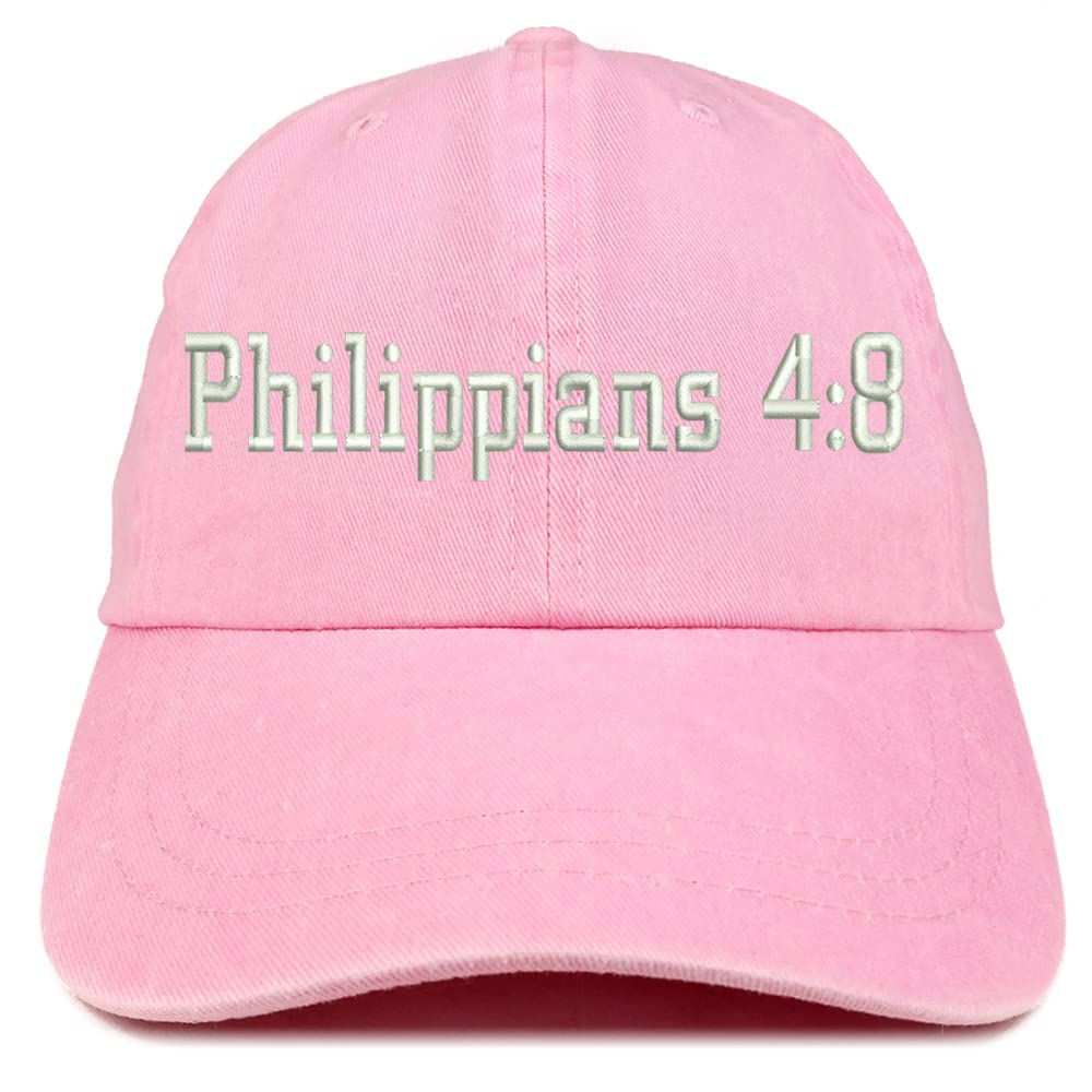 Trendy Apparel Shop Philippians 4:8 Washed Pigment Dyed Baseball Cap