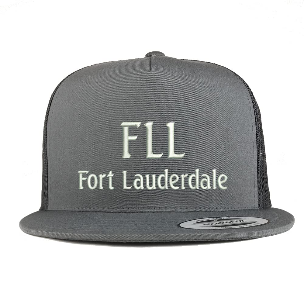 Trendy Apparel Shop FLL Fort Lauderdale Embroidered 5 Panel Flatbill Trucker Cap