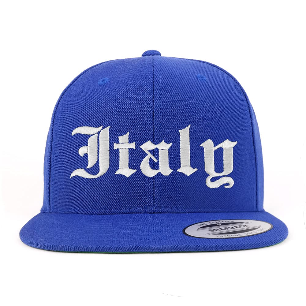 Trendy Apparel Shop Italy Old English Embroidered Flatbill Snapback