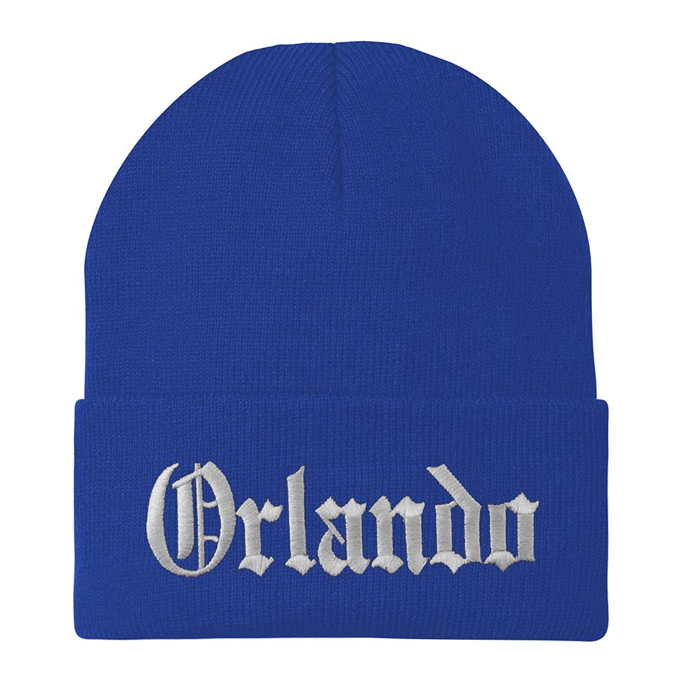 Trendy Apparel Shop Orlando Old English Embroidered Long Cuff Beanie