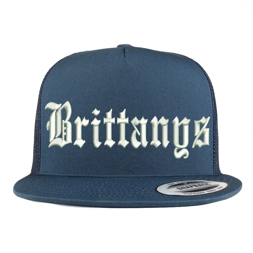 Trendy Apparel Shop Old English Brittanys 5 Panel Flatbill Trucker Cap
