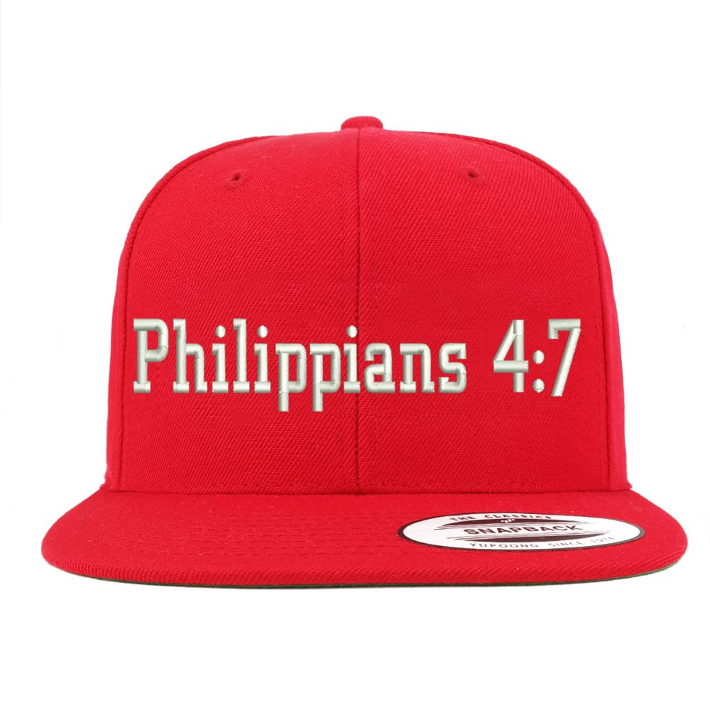 Trendy Apparel Shop Philippians 4:7 Embroidered Flatbill Snapback