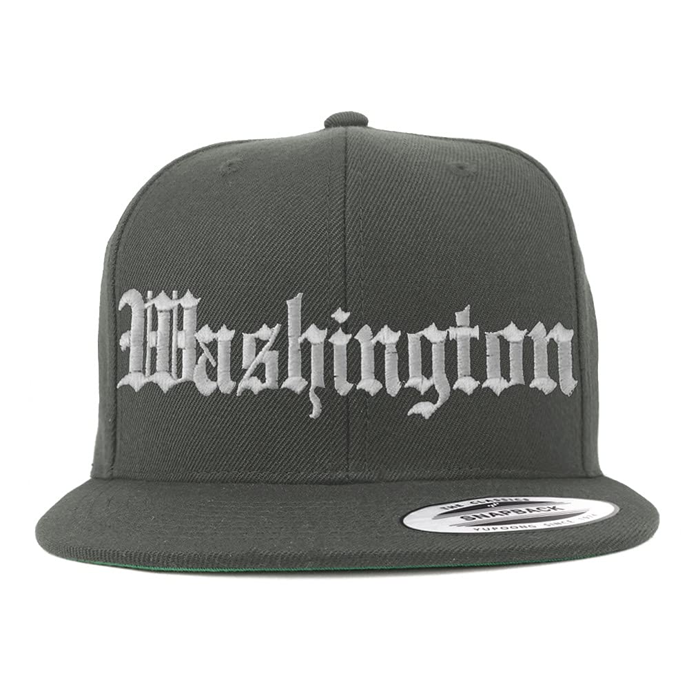Trendy Apparel Shop Washington Old English Embroidered Flatbill Snapback