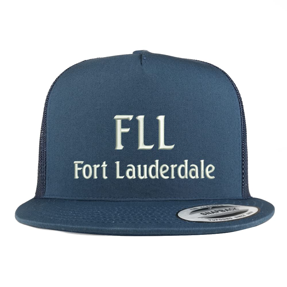 Trendy Apparel Shop FLL Fort Lauderdale Embroidered 5 Panel Flatbill Trucker Cap