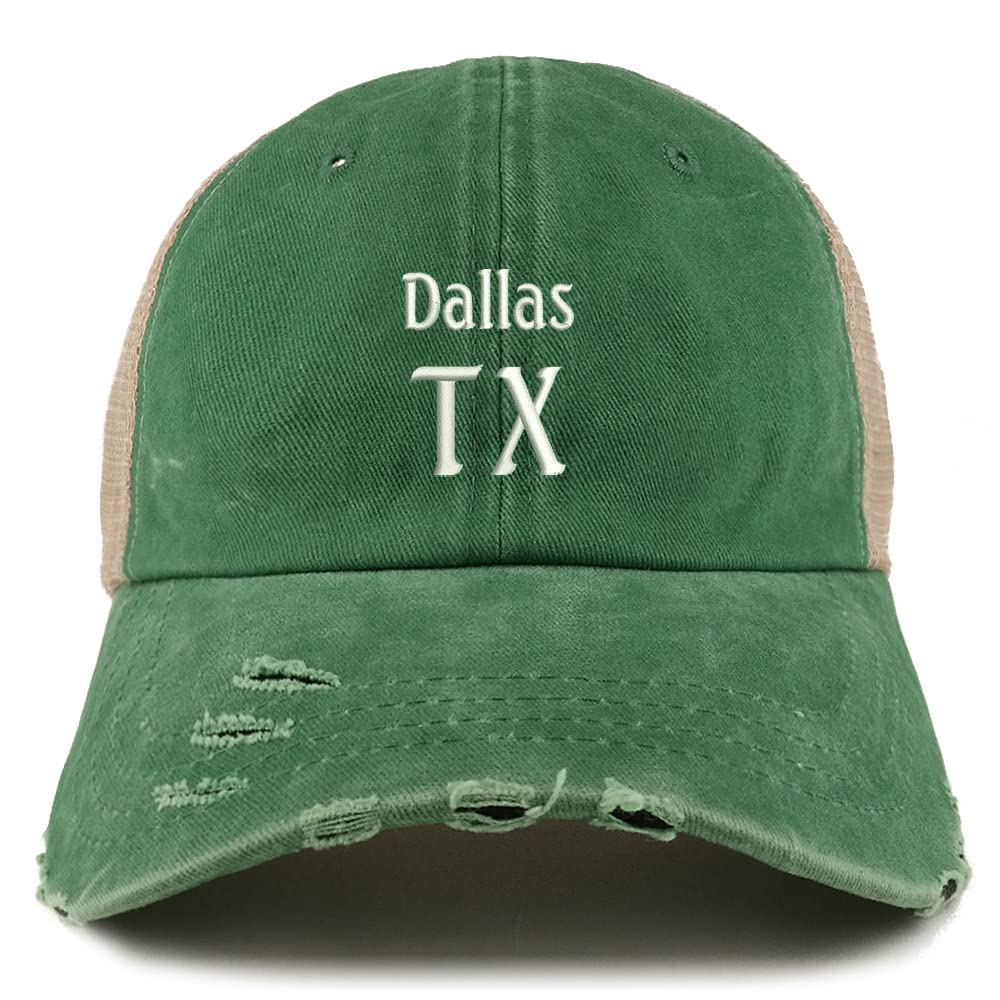 Trendy Apparel Shop Dallas TX Embroidered Frayed Bill Trucker Mesh Back Cap