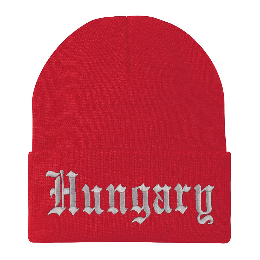 Trendy Apparel Shop Hungary Old English Embroidered Long Cuff Beanie