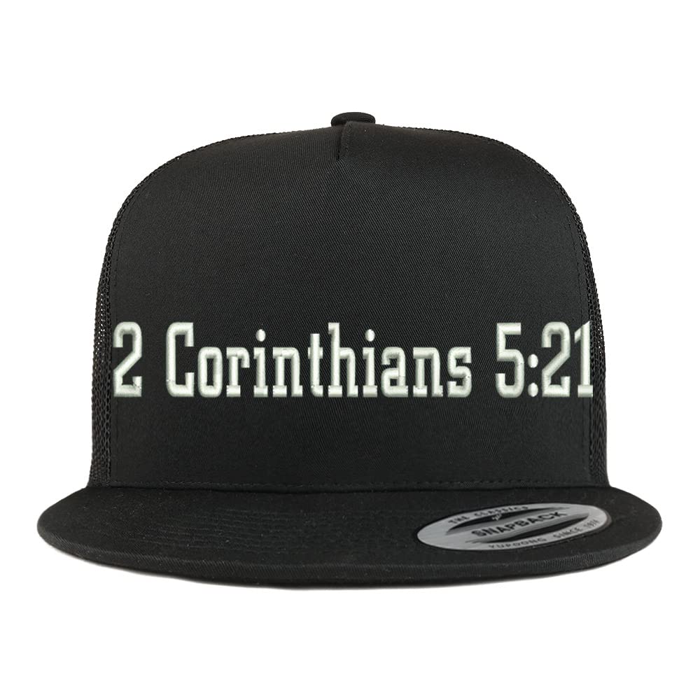 Trendy Apparel Shop 2 Corinthians 5:21 5 Panel Flatbill Trucker Cap