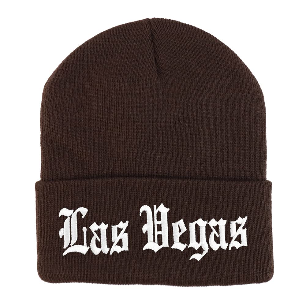 Trendy Apparel Shop Las Vegas Old English Embroidered Long Cuff Beanie