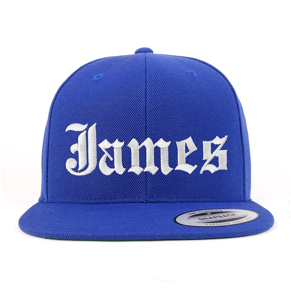Trendy Apparel Shop James Old English Embroidered Flatbill Snapback