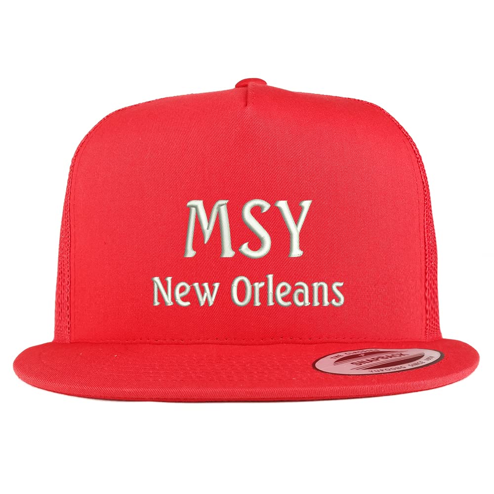 Trendy Apparel Shop MSY New Orleans Embroidered 5 Panel Flatbill Trucker Cap