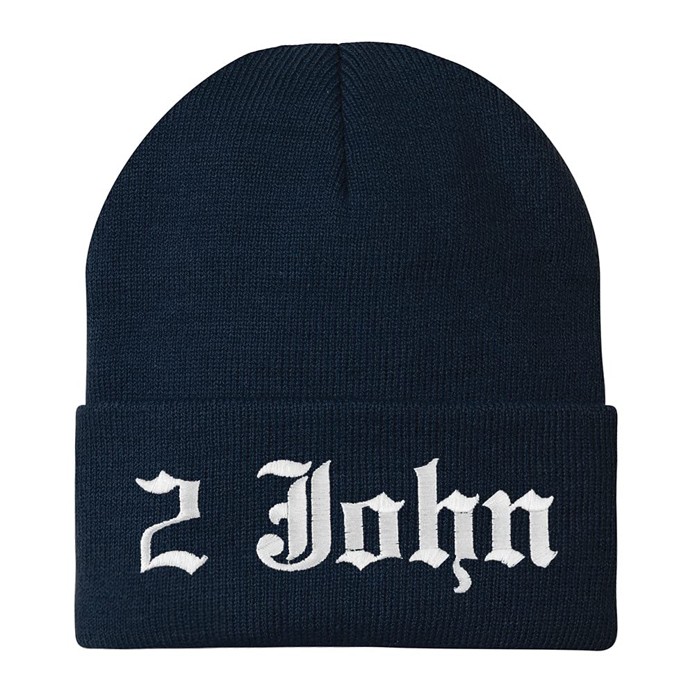 Trendy Apparel Shop 2 John Old English Embroidered Long Cuff Beanie