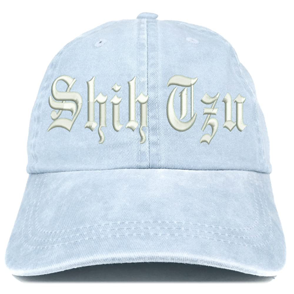 Trendy Apparel Shop Old English Shih Tzu Washed Pigment Dyed Baseball Cap