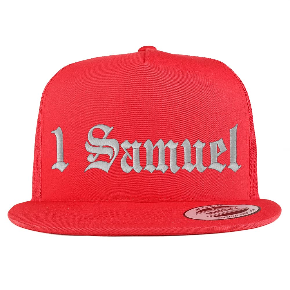 Trendy Apparel Shop 1 Samuel Old English 5 Panel Flatbill Trucker Cap