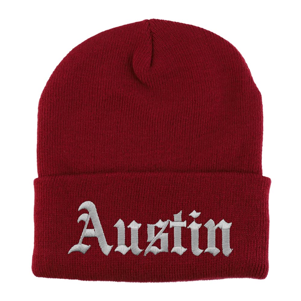 Trendy Apparel Shop Austin Old English Embroidered Long Cuff Beanie
