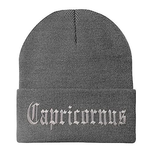 Trendy Apparel Shop Capricornus Old English Embroidered Long Cuff Beanie