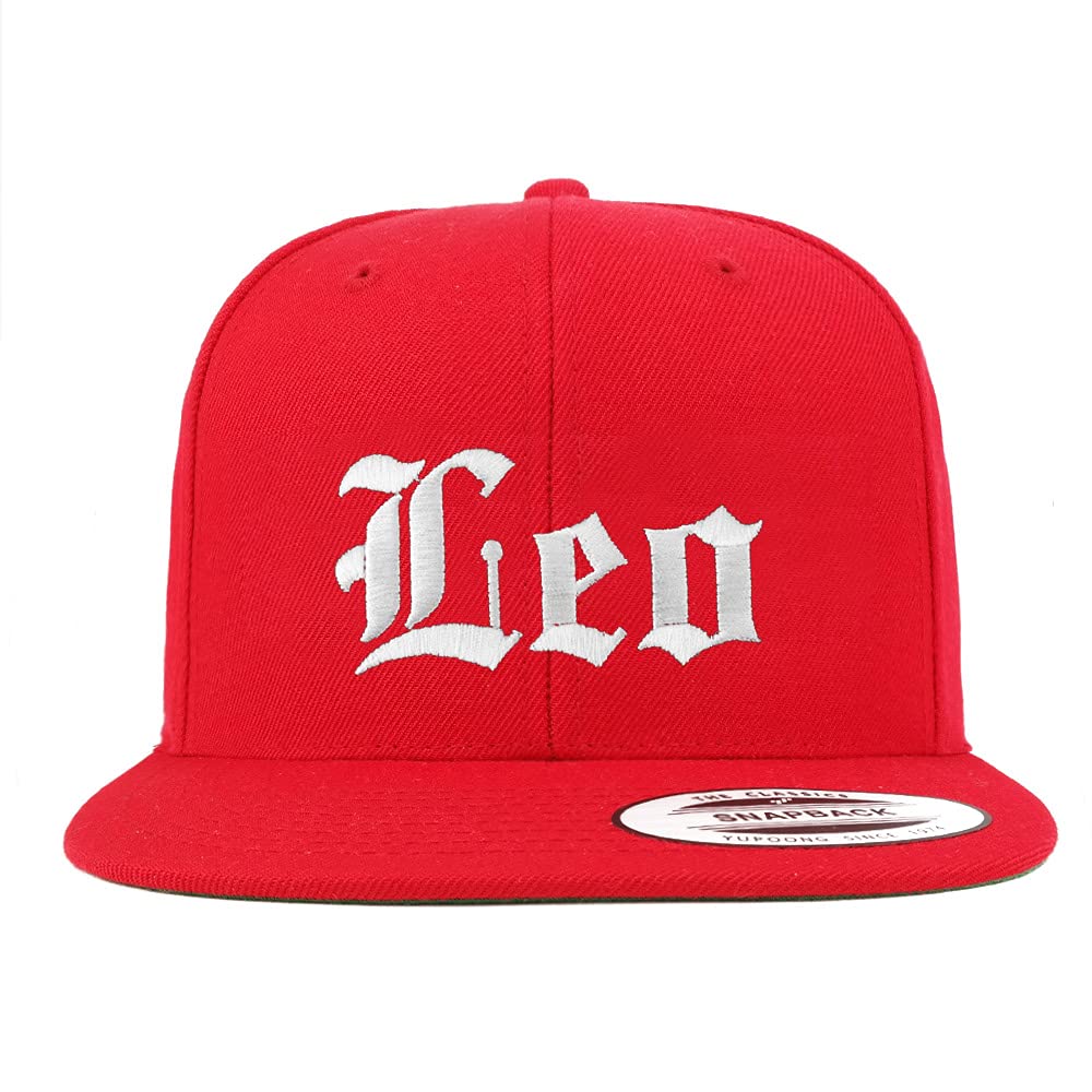 Trendy Apparel Shop Leo Old English Embroidered Flatbill Snapback