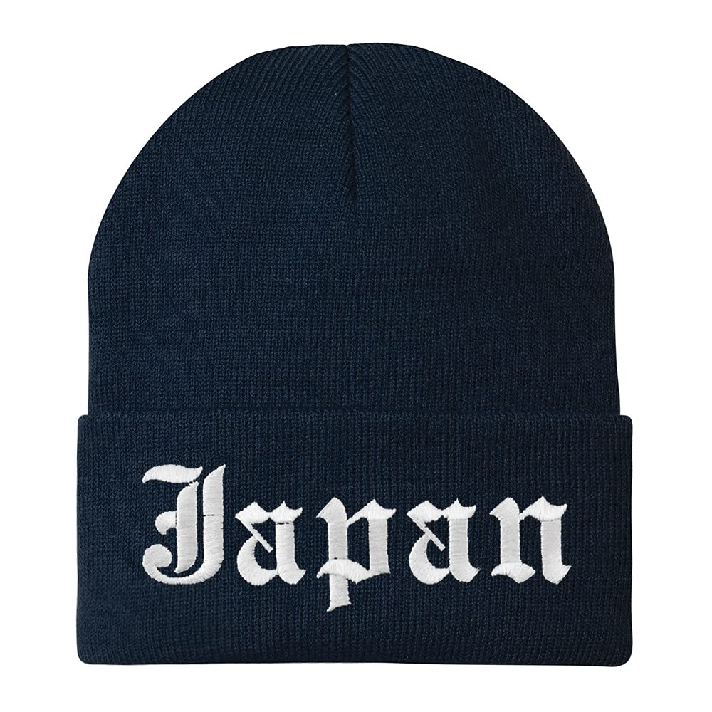 Trendy Apparel Shop Japan Old English Embroidered Long Cuff Beanie
