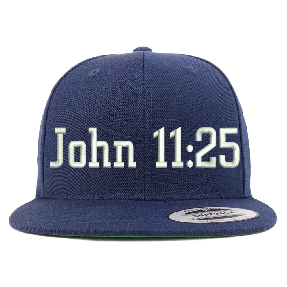 Trendy Apparel Shop John 11:25 Embroidered Flatbill Snapback