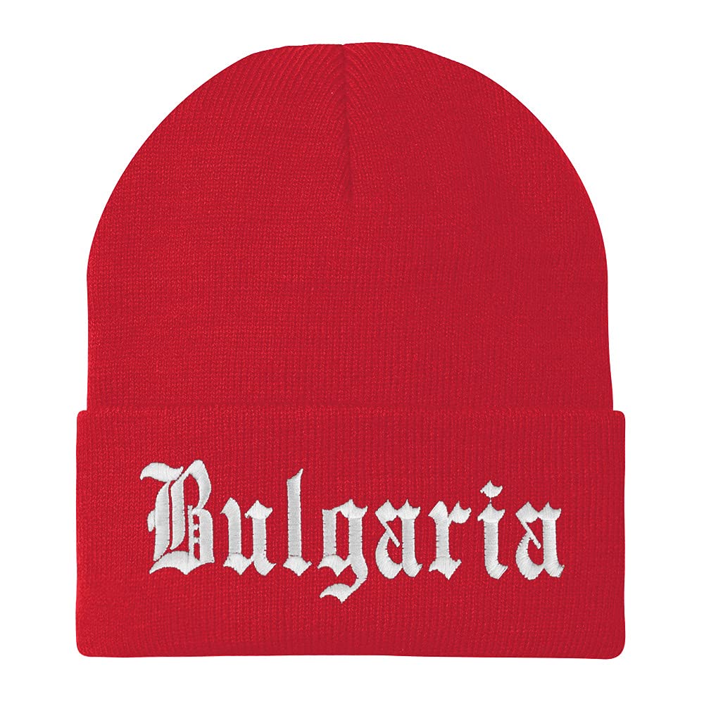 Trendy Apparel Shop Bulgaria Old English Embroidered Long Cuff Beanie