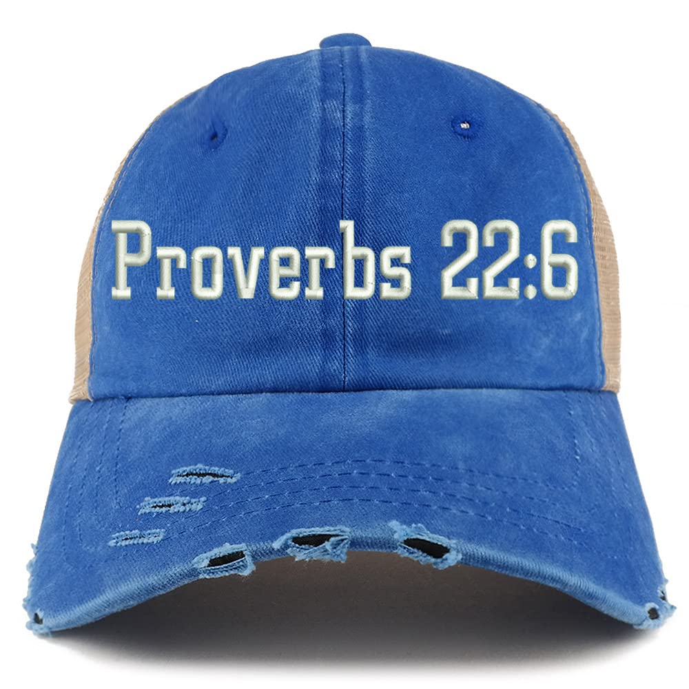 Trendy Apparel Shop Proverbs 22: 6 Frayed Bill Trucker Mesh Back Cap