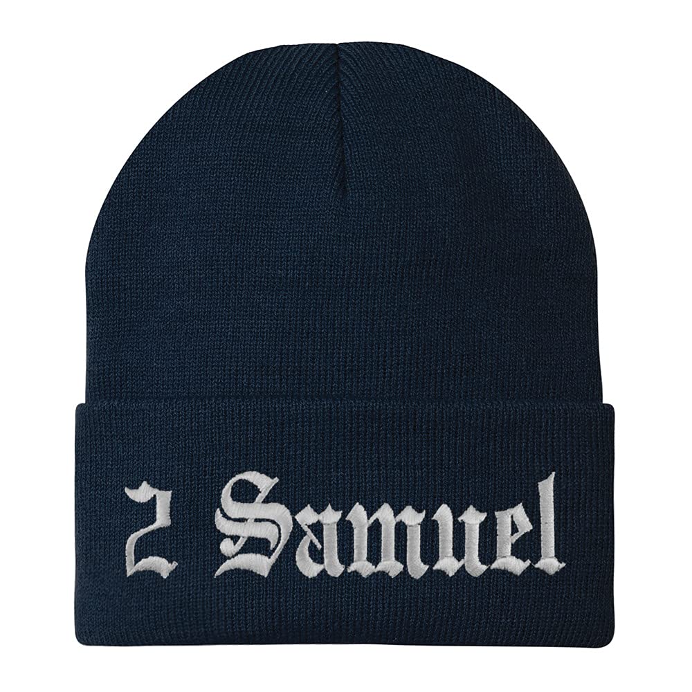 Trendy Apparel Shop 2 Samuel Old English Embroidered Long Cuff Beanie