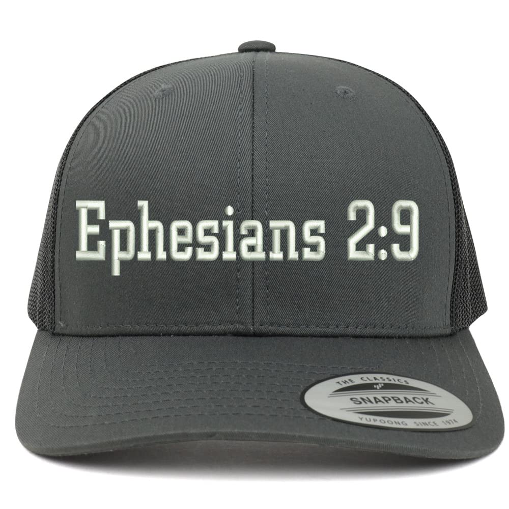 Trendy Apparel Shop Ephesians 2:9 6 Panel Trucker Mesh Cap