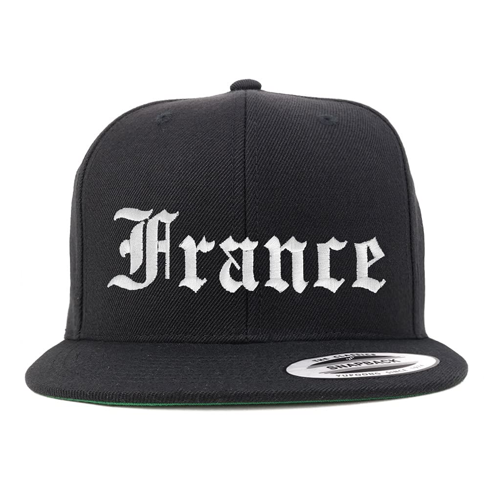 Trendy Apparel Shop France Old English Embroidered Flatbill Snapback