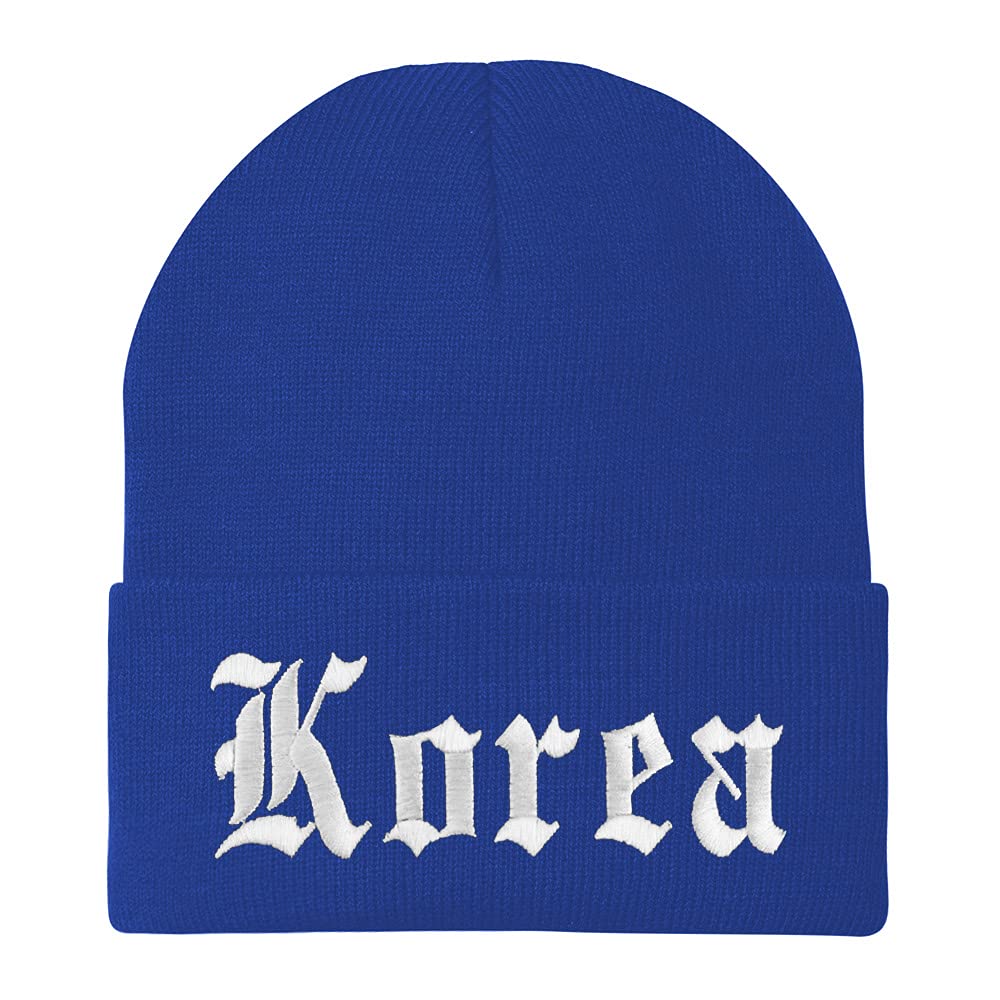 Trendy Apparel Shop Korea Old English Embroidered Long Cuff Beanie