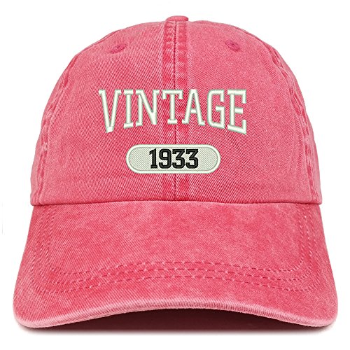 Trendy Apparel Shop Vintage 1933 Embroidered 88th Birthday Soft Crown Washed Cotton Cap