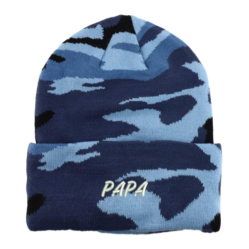 Trendy Apparel Shop PAPA Embroidered Made in USA Camo Beanie